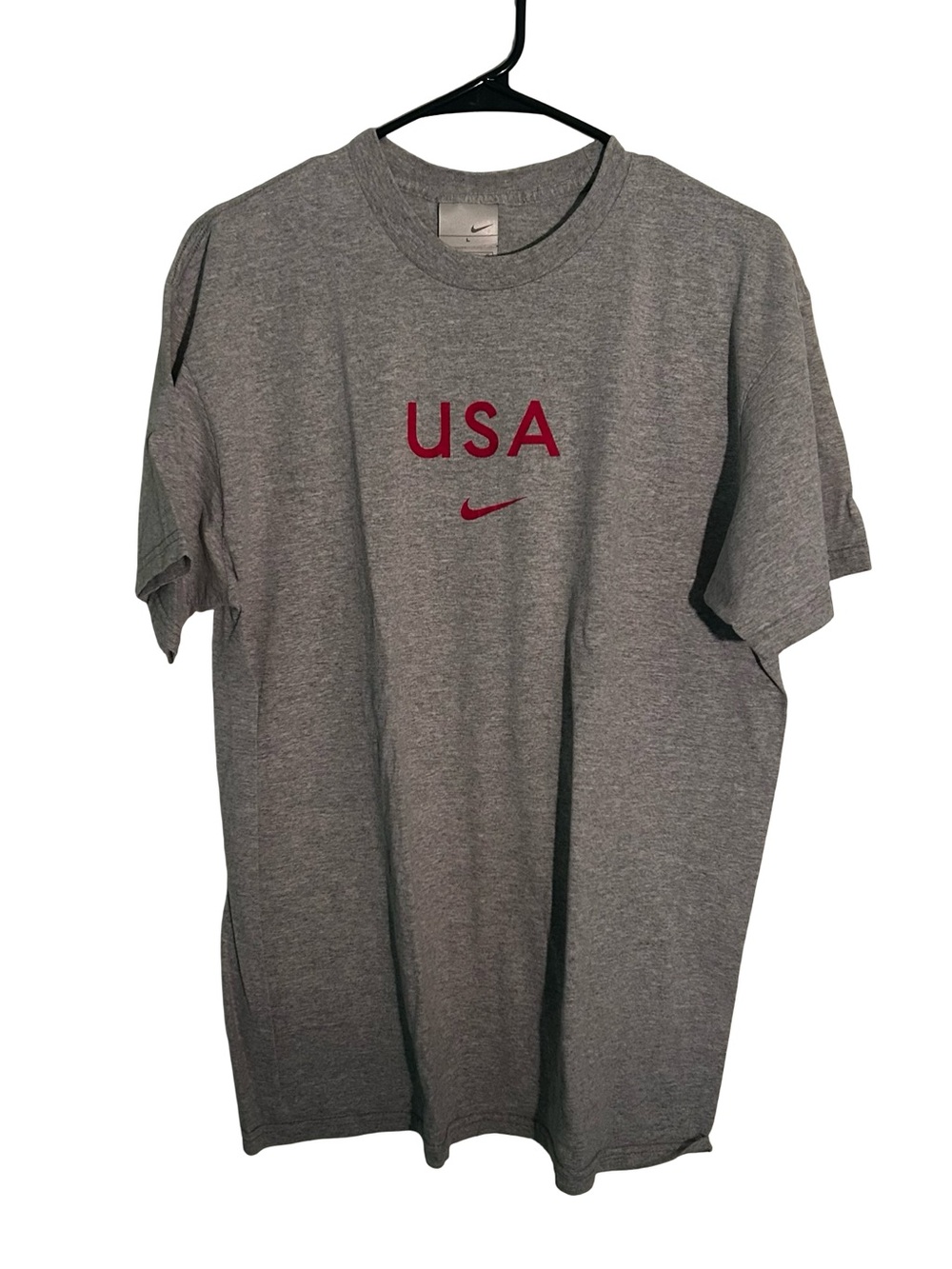 Nike Grey 'USA' Short Sleeve Tee with Red Logo